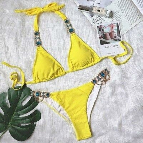 Luxury Rhinestone Bikini Set – Dazzling Two-Piece Swimwear
