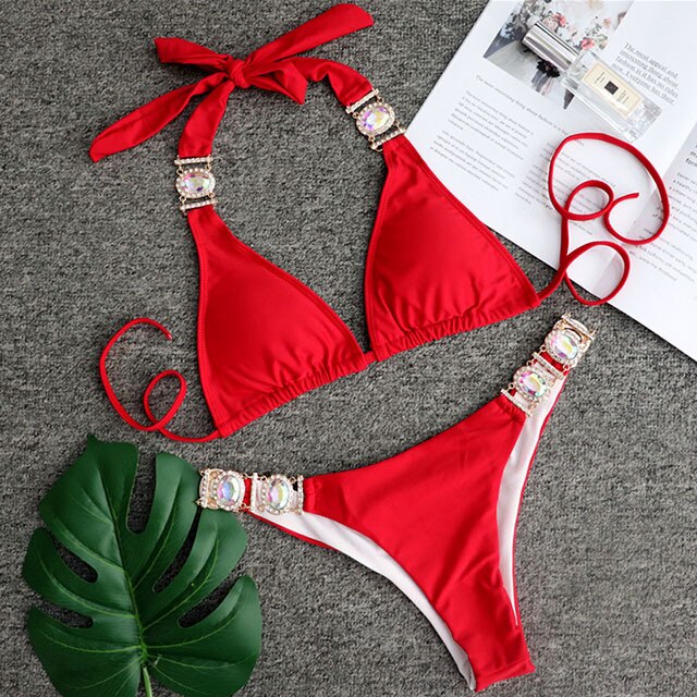 Luxury Rhinestone Bikini Set – Dazzling Two-Piece Swimwear