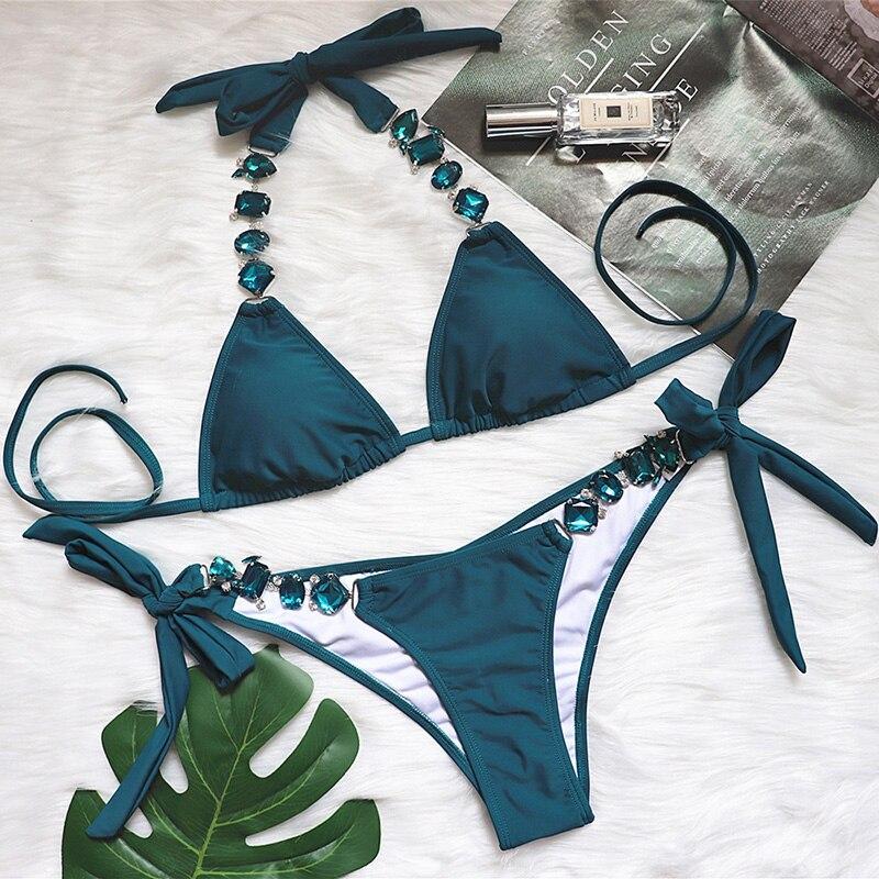 Luxury Rhinestone Bikini Set – Dazzling Two-Piece Swimwear