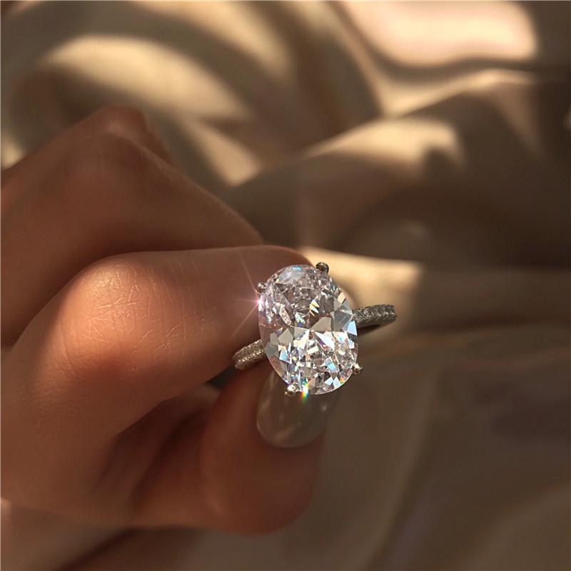 Handmade Jewelry 925 Sterling silver ring Oval cut 3ct Diamond Cz