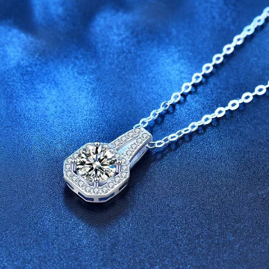 Moissanite Silver Necklace – Elegant Sterling Sparkle
