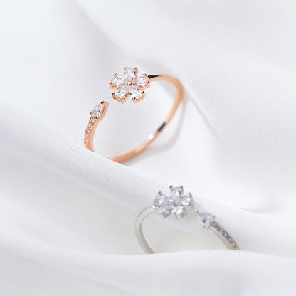Korean Flower Silver Ring – 5-Petal Minimalist Jewelry Gift