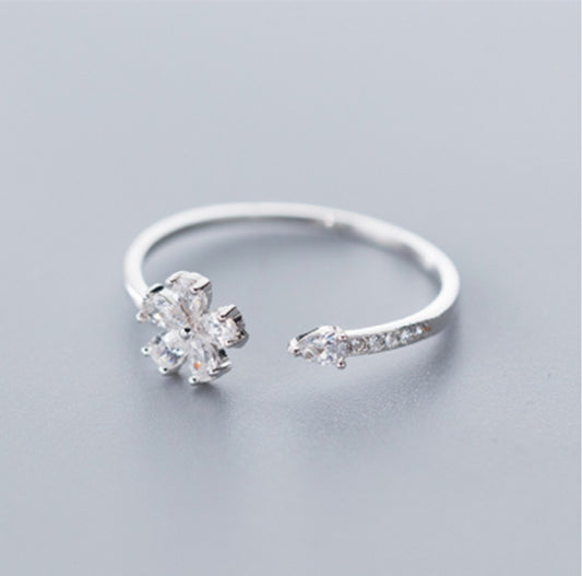Korean Flower Silver Ring – 5-Petal Minimalist Jewelry Gift