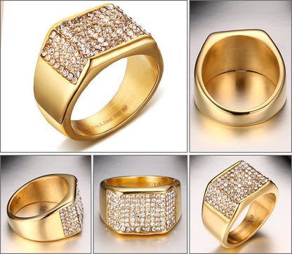 Top 1 Titanium Steel Men’s Ring – Bold Diamond Shine