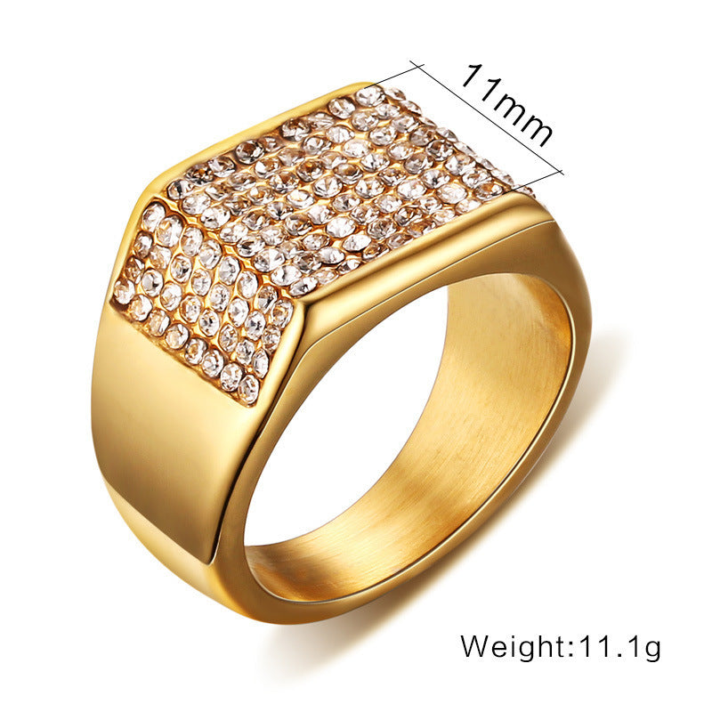 Top 1 Titanium Steel Men’s Ring – Bold Diamond Shine