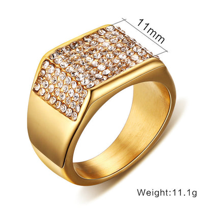 Top 1 Titanium Steel Men’s Ring – Bold Diamond Shine