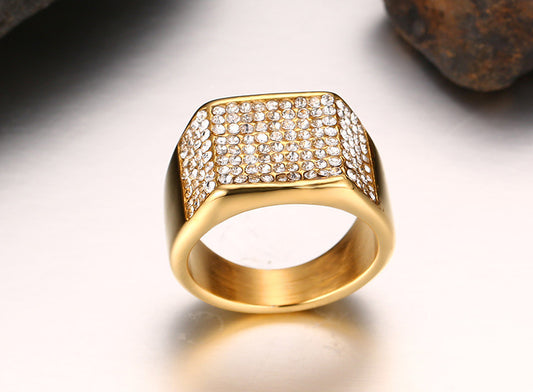 Top 1 Titanium Steel Men’s Ring – Bold Diamond Shine