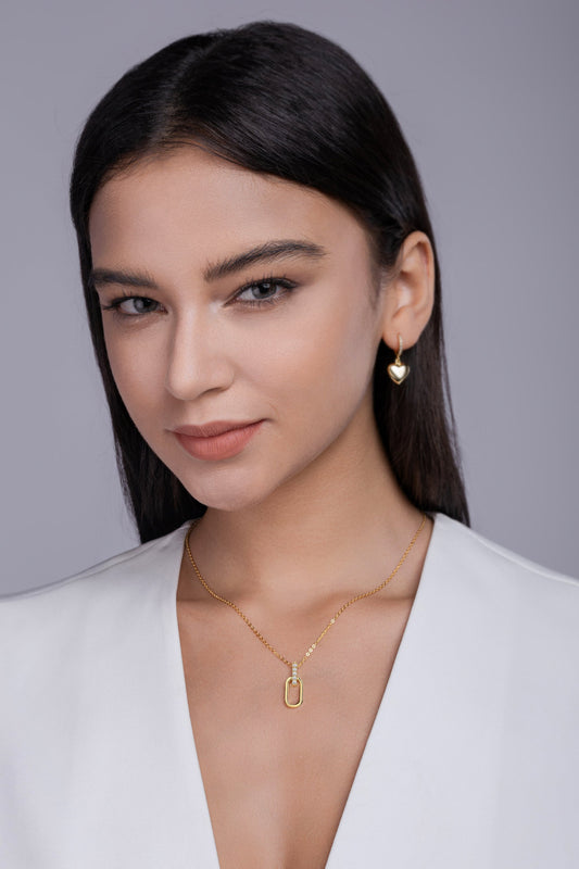 Light And Shadow Geometric Moissanite Silver Necklace