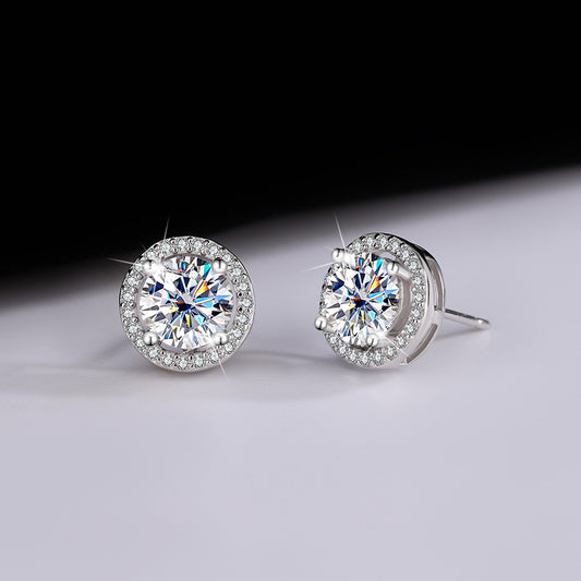 Moissanite Stud Earrings – S925 Round Graceful Sparkle