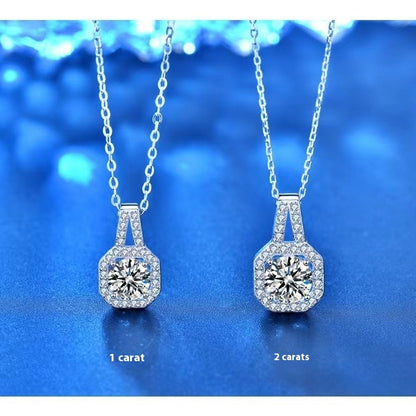 Moissanite Silver Necklace – Elegant Sterling Sparkle