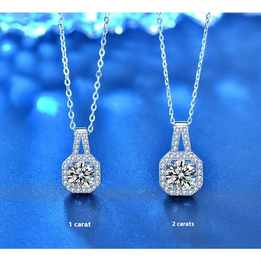 Moissanite Silver Necklace – Elegant Sterling Sparkle