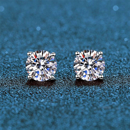 S925 Moissanite Stud Earrings – Classic Four-Claw Style