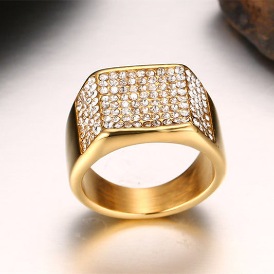 Top 1 Titanium Steel Men’s Ring – Bold Diamond Shine