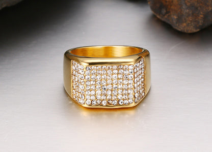 Top 1 Titanium Steel Men’s Ring – Bold Diamond Shine