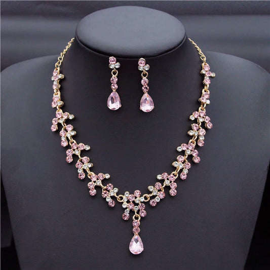 Gold Rhinestone Necklace Set
