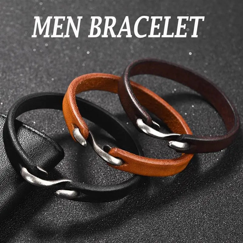 Jiayiqi Genuine Leather Retro Cuff Wristband