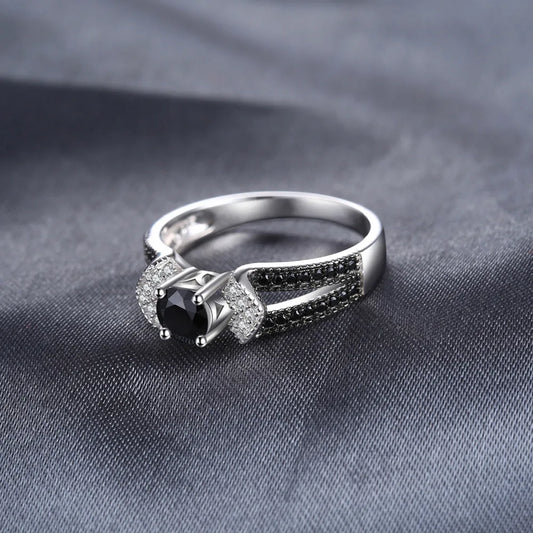 Black Spinel Silver Ring