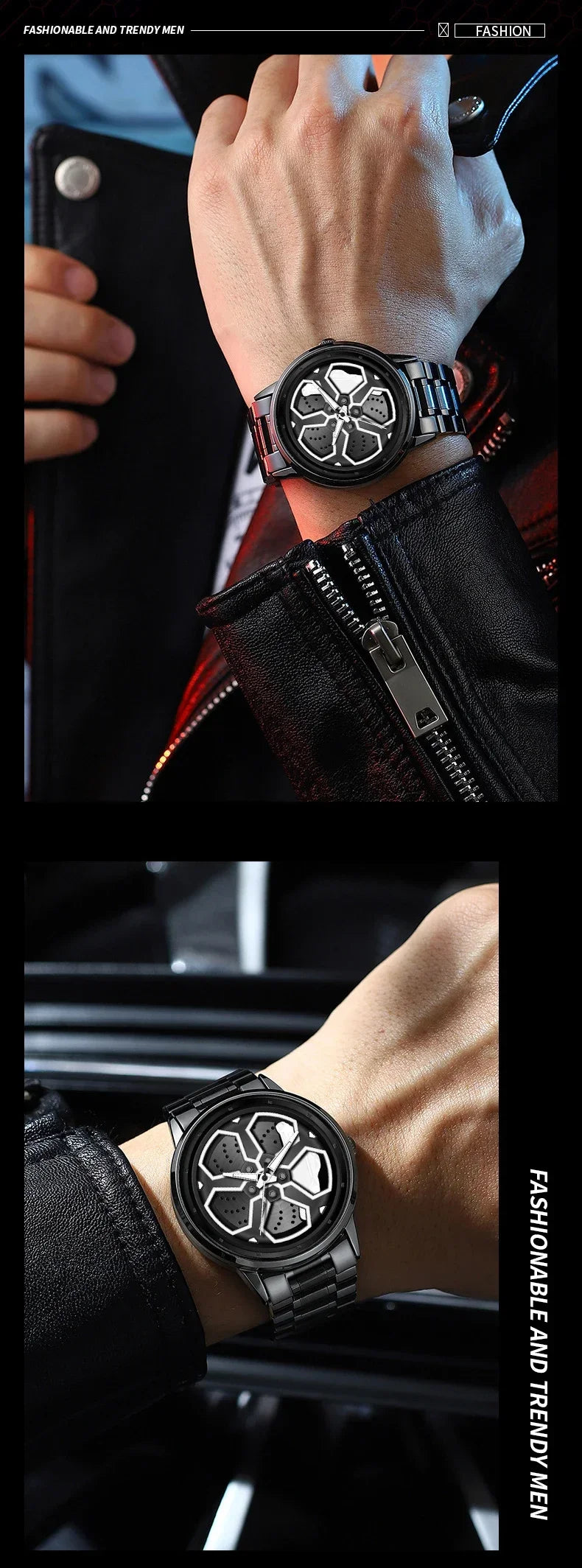 Men Watches Luxury Trend Reloj Hombre Mi Car Watch Men Quartz Movement Black Stainless Steel Strap Watch