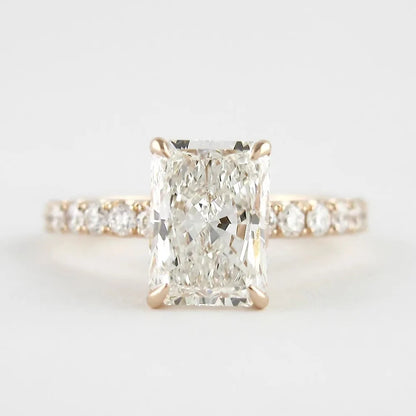 Radiant D Color 1 2 3Ct IGI Lab Grown Solid 18K Rose Gold Diamond Ring