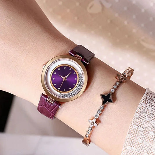 Luxury Temperament Ladies Watch Leather Belt Diamond Analog Quartz Watch Reloj Mujer Montre Femme