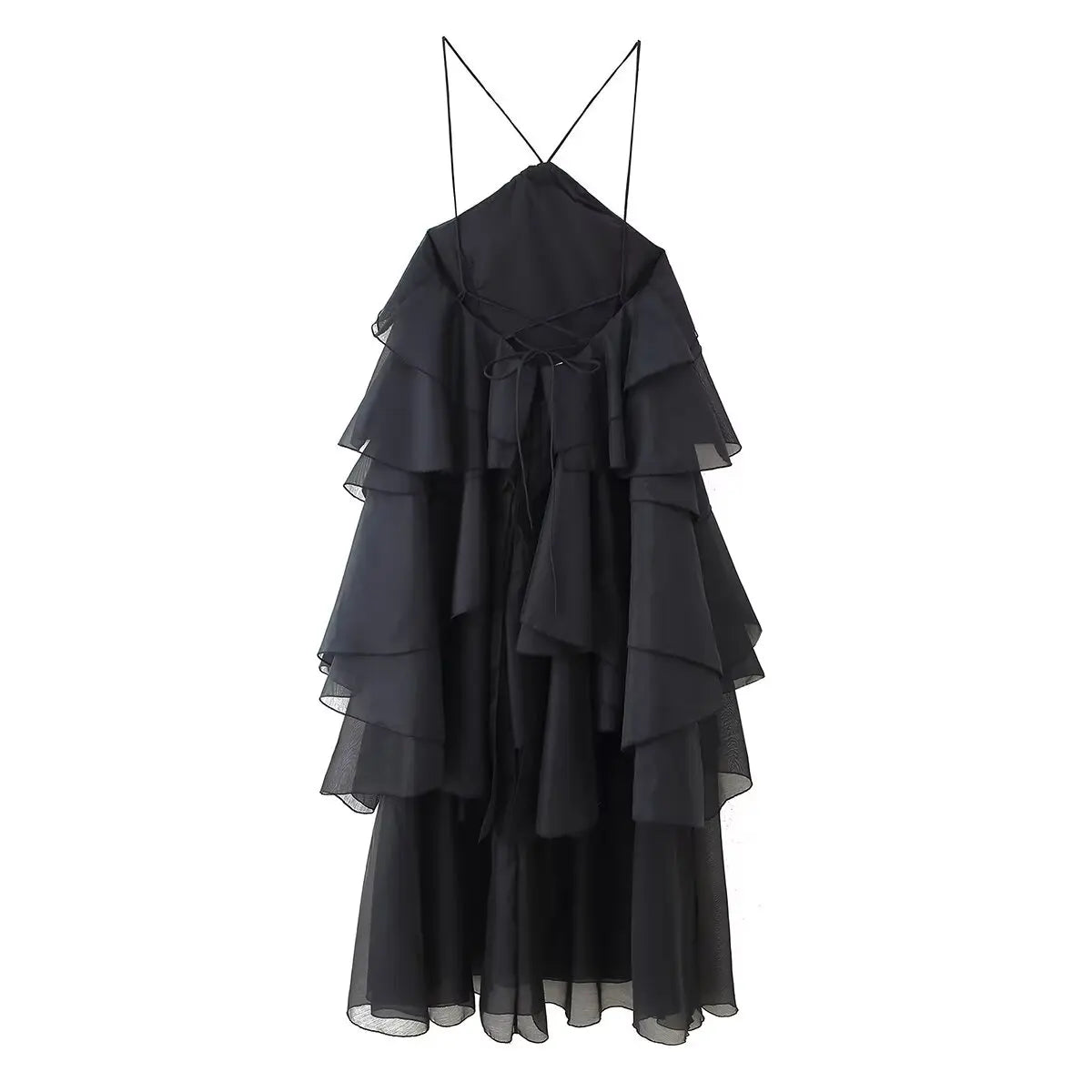 New Women's Clothing European and American Style Fashion Simple Casual Three-Dimensional Flower Layered Decorative Dress