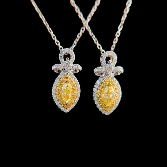 18K gold Natural Horseeye Diamond necklace