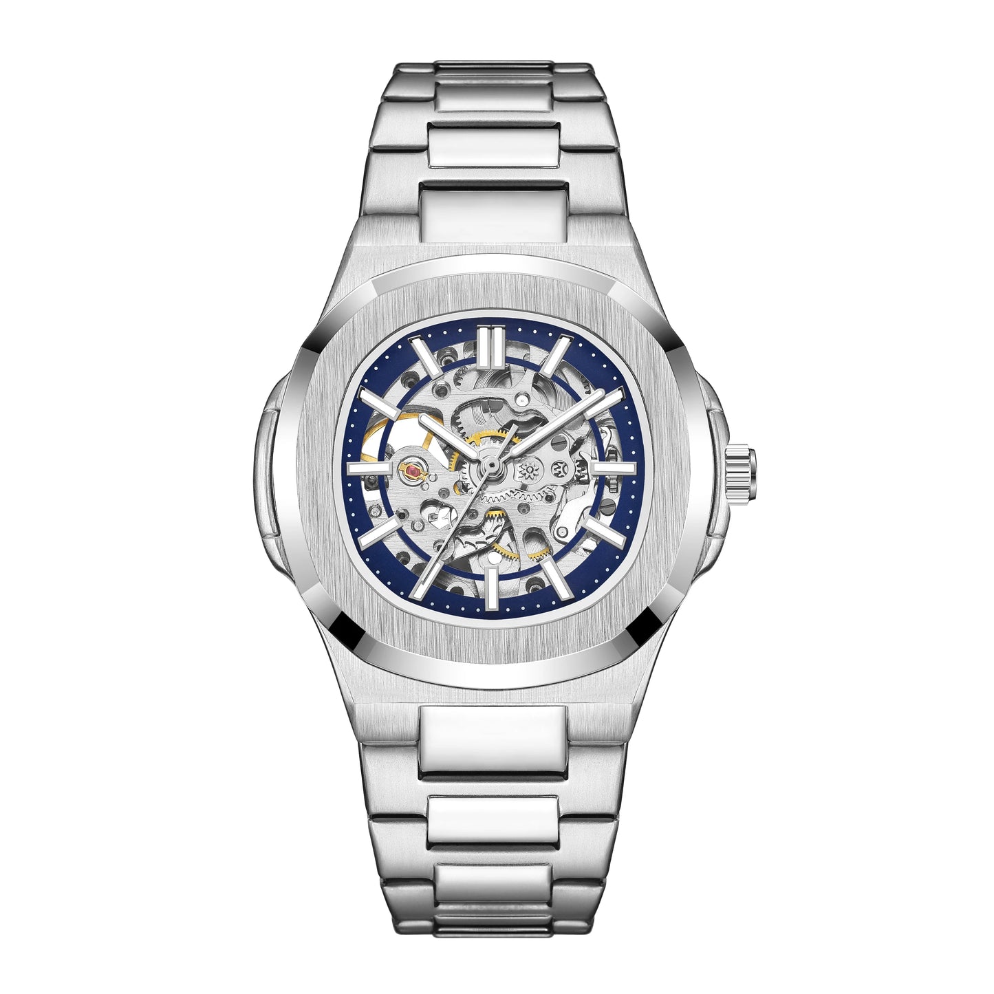Luxury Automatic Mechanical Wristwatch For Men Skeleton Stainless Steel Sapphire glass Male Clock 2023
