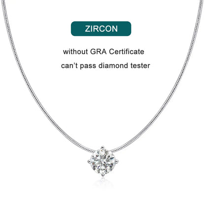 D VVS1 Moissanite Necklace – 18K White Gold, 925 Silver