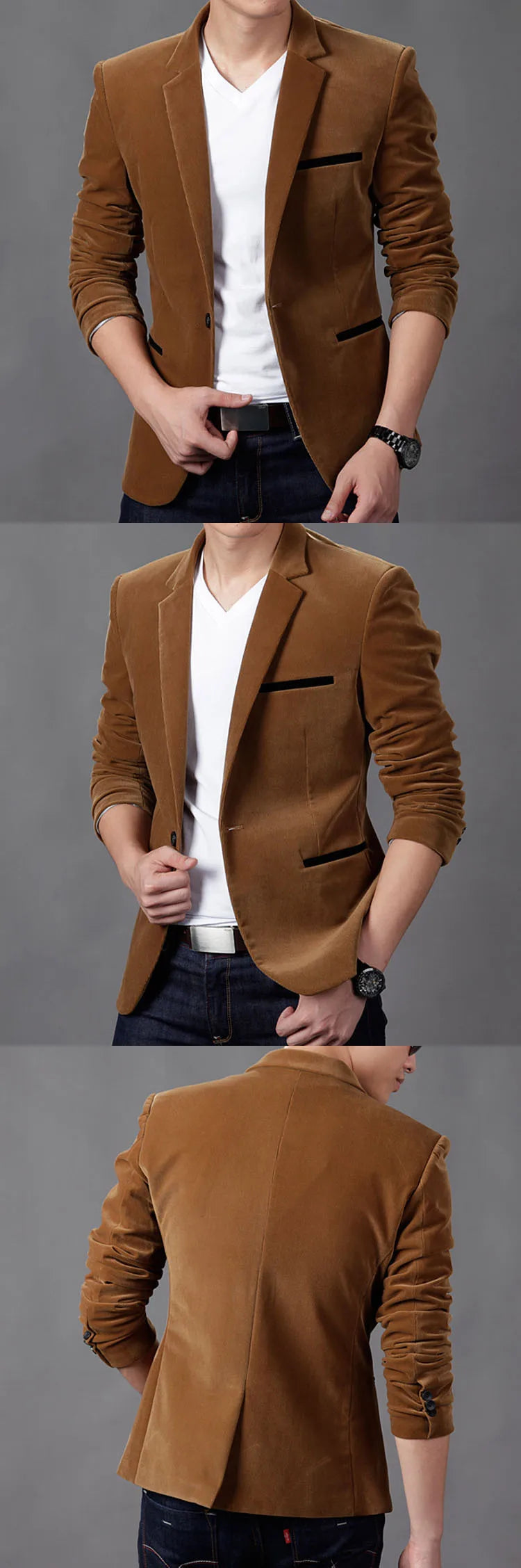 Mens Corduroy Blazers Autumn Spring Fashion Male Casual Suit Jacket