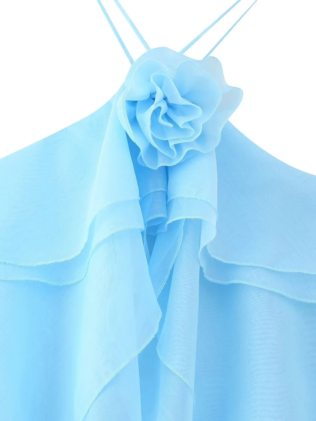 New Women's Clothing European and American Style Fashion Simple Casual Three-Dimensional Flower Layered Decorative Dress