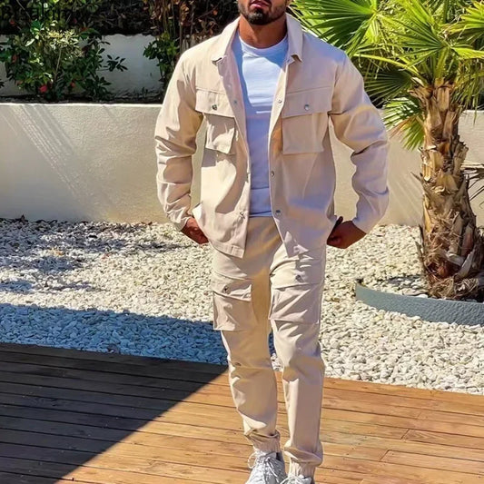 2025 Fashion Men's Casual Sets Male Trend Streetwear Long Sleeve Jacket Coat+Leggings Pants