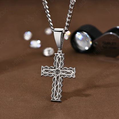 S925 Cross Necklace – Moissanite Lab Diamond Sparkle