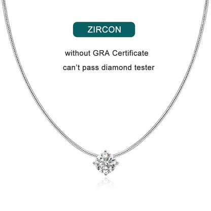 D VVS1 Moissanite Necklace – 18K White Gold, 925 Silver