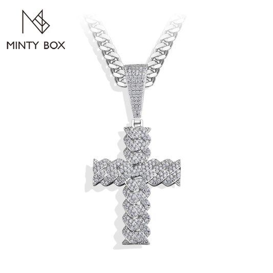 S925 Cross Necklace – Moissanite Lab Diamond Sparkle