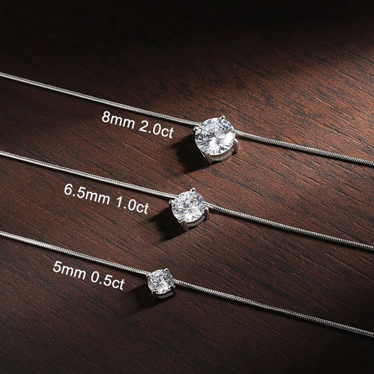 D VVS1 Moissanite Necklace – 18K White Gold, 925 Silver