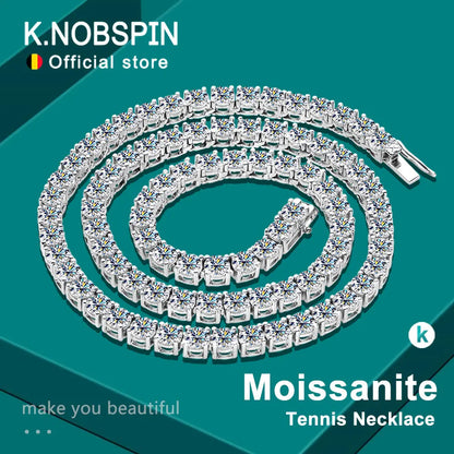 Moissanite Tennis Necklace Sterling Sliver Plated