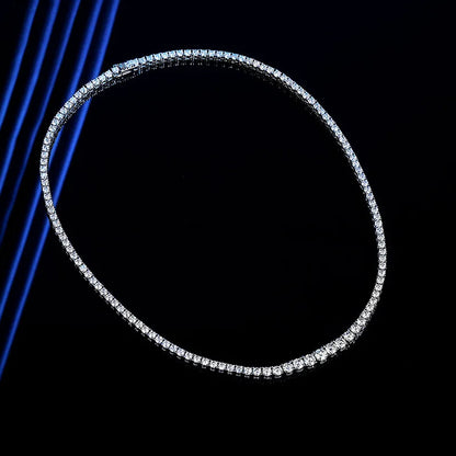 Smyoue Moissanite Tennis 100% Solid Silver Plated Necklace