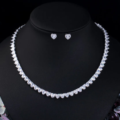 Heart Lab Diamond Set – 14K Gold Necklace & Earrings