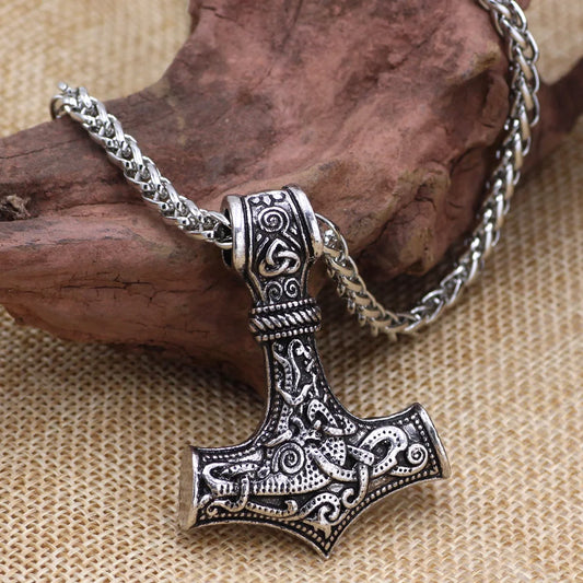 Viking Amulet Hammer Punk Necklace for Men