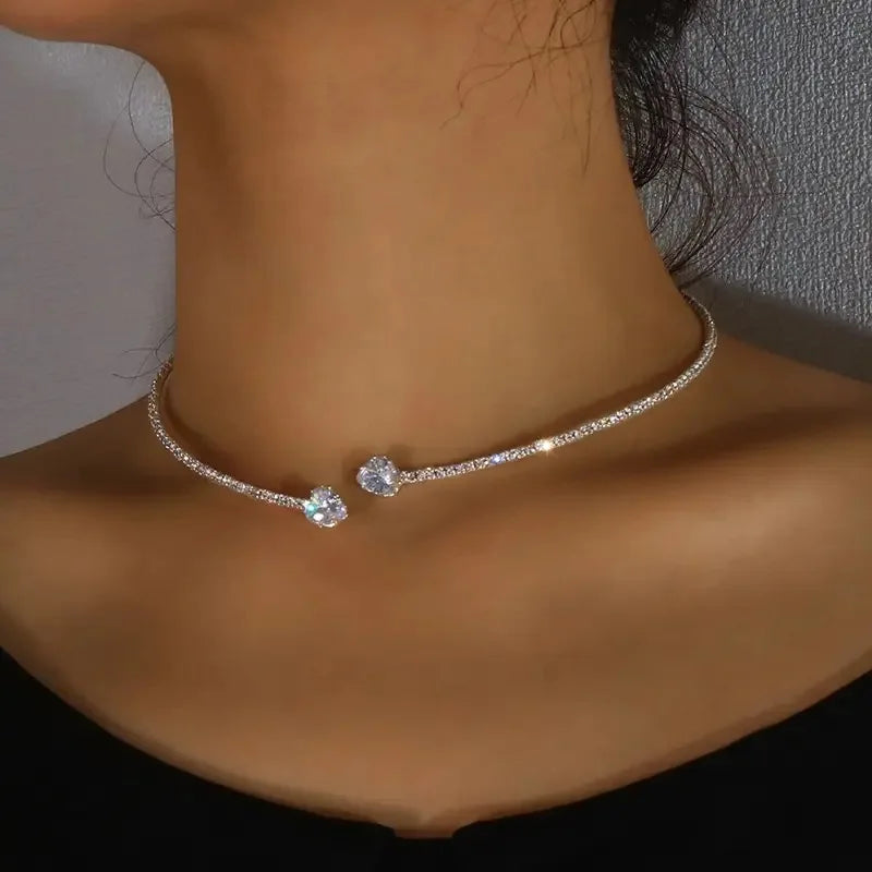 Heart-Cut Moissanite Choker – S925 Wedding Necklace