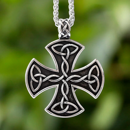 Titanium Steel Celtic Cross Necklace Pendant Vintage Chain for Men