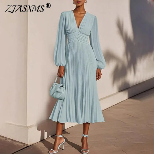 Elegant V-Neck Long Dress