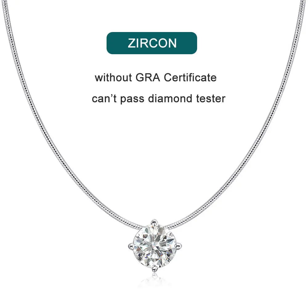 D VVS1 Moissanite Necklace – 18K White Gold, 925 Silver