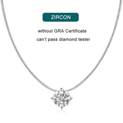 D VVS1 Moissanite Necklace – 18K White Gold, 925 Silver