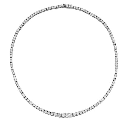 Smyoue Moissanite Tennis 100% Solid Silver Plated Necklace