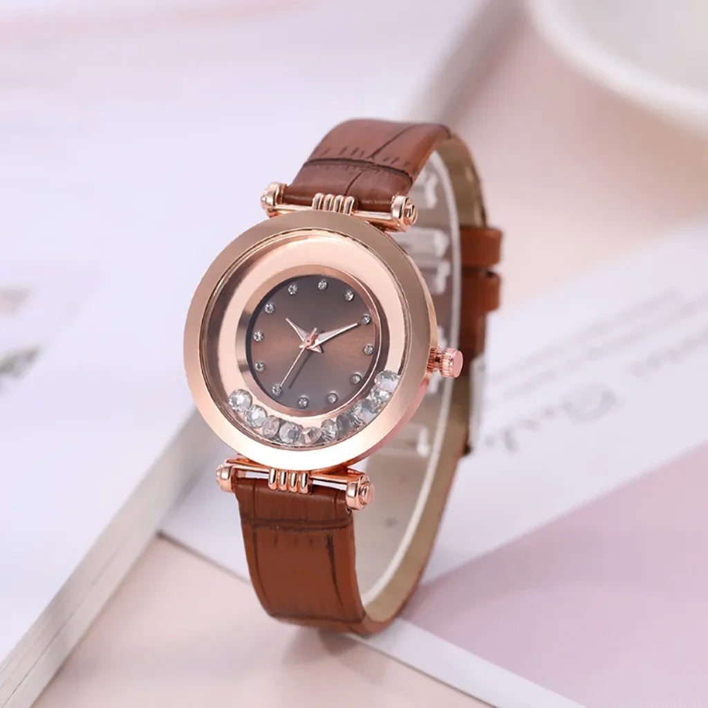 Luxury Temperament Ladies Watch Leather Belt Diamond Analog Quartz Watch Reloj Mujer Montre Femme