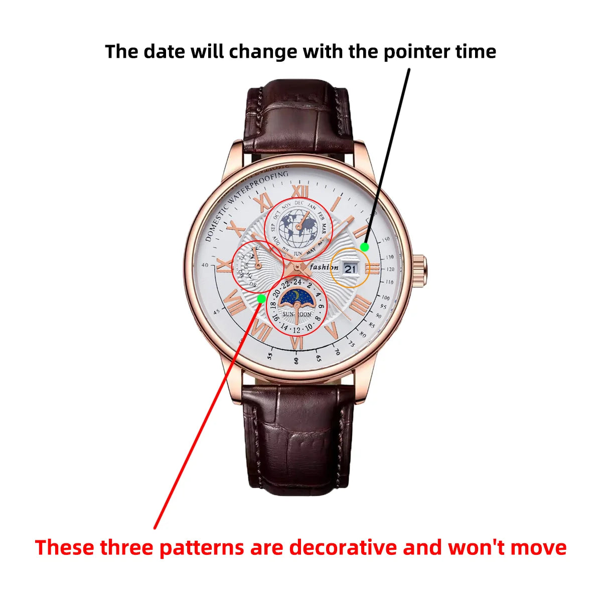 2024 Top Luxury Sport Men's Wristwatch Waterproof Luminous Leather Date Quartz Watch