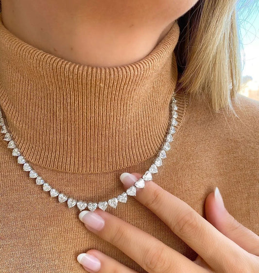 Heart Lab Diamond Set – 14K Gold Necklace & Earrings