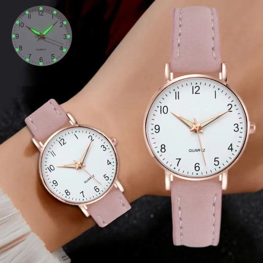 Women Leather Quartz Watches Ladies Luxury Back Light Wristwatch Clock relogio feminino