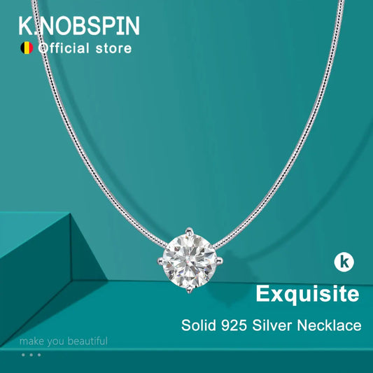 D VVS1 Moissanite Necklace – 18K White Gold, 925 Silver